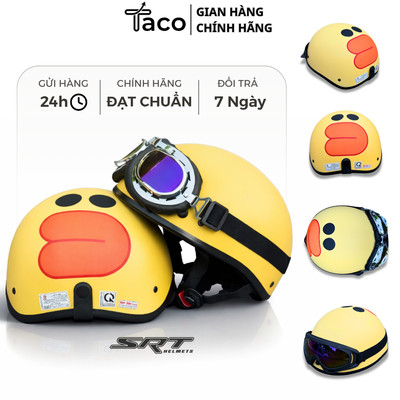 Nón Bảo Hiểm Nửa Đầu Tem Vịt Vàng Siêu HOT – Mũ Bảo Hiểm 1/2 Hàng Chính Hãng SRT, Đủ Tem CR Kiểm Định Tem Công Ty