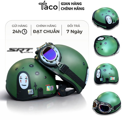 Nón Bảo Hiểm Nửa Đầu 1/2 Tem Vô Diện Siêu HOT - Hàng Chính Hãng SRT, Đủ Tem CR Kiểm Định Tem Công Ty