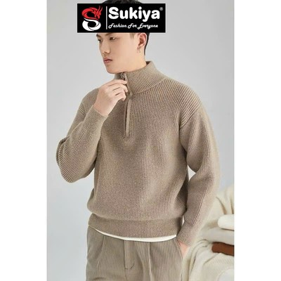 Áo Len Cổ Trụ Unisex Khóa Kéo Kim Loại SUKIYA Chất Dày Dặn Form Thoải Mải AL82