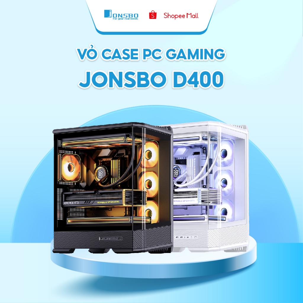 Vỏ Case PC Jonsbo D400 Black – Hỗ Trợ Main ATX/M-ATX/ITX, Tản Nhiệt Nước 360mm, Kính Cường Lực