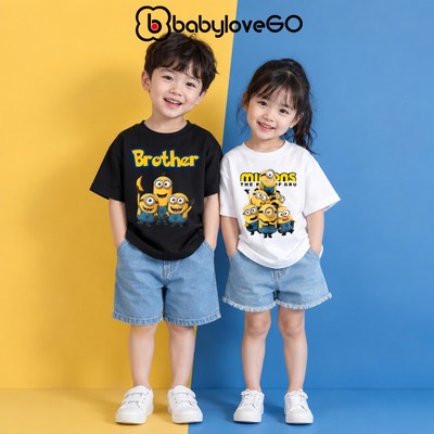 Áo thun Minions cho bé BabyloveGO áo ngắn tay in hình độc đáo dễ thương cho bé 2-10 tuổi