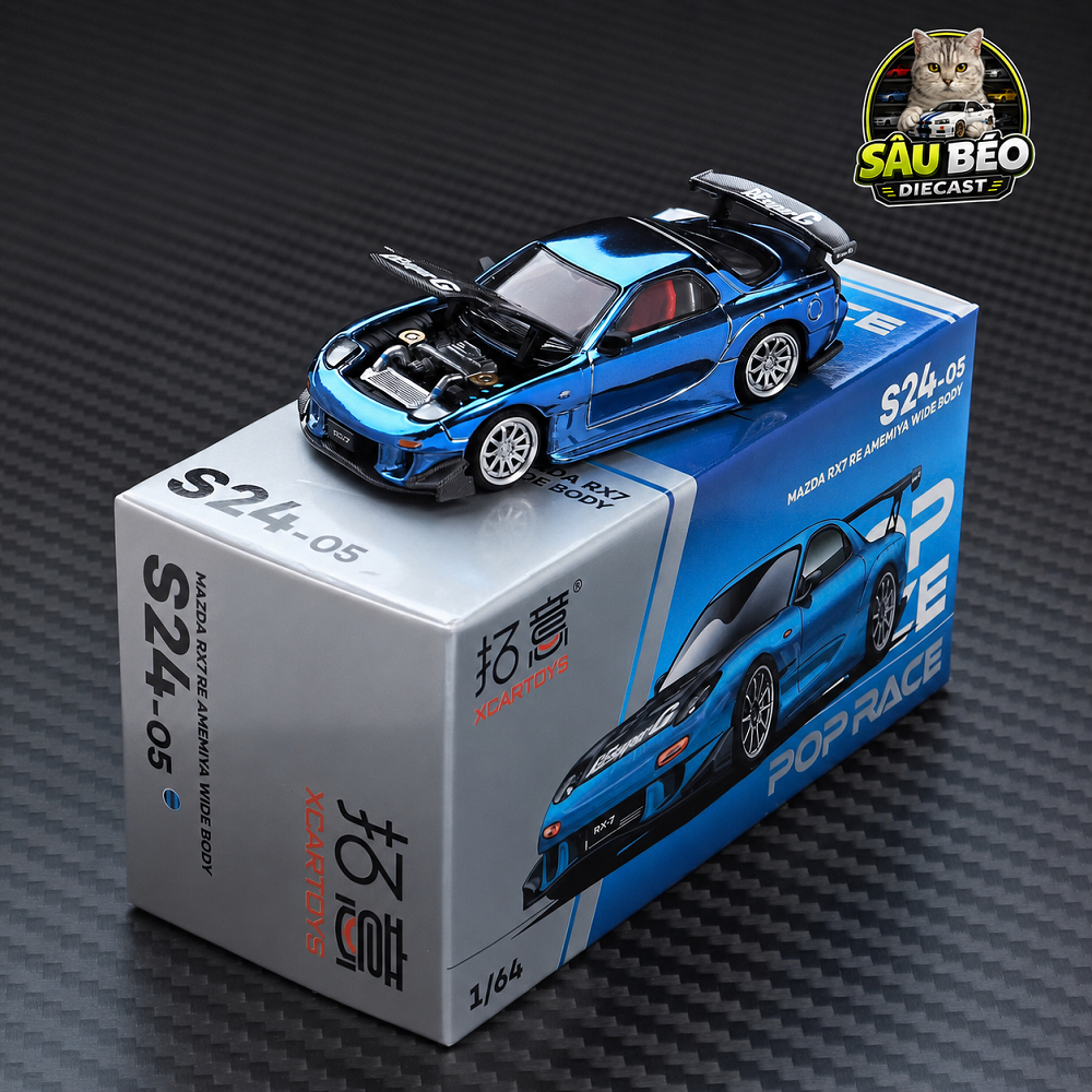 Mô hình xe chính hãng Poprace Mazda Rx7 Wide Body 1/64