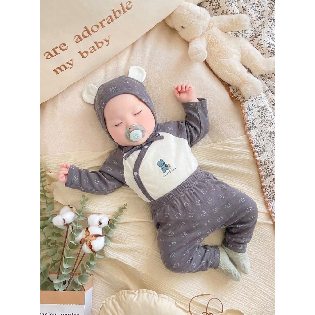 Set bodychip dài tay bé trai bé gái UNBEE 3 món chất Rayon - Bodysuit cho bé trai bé gái