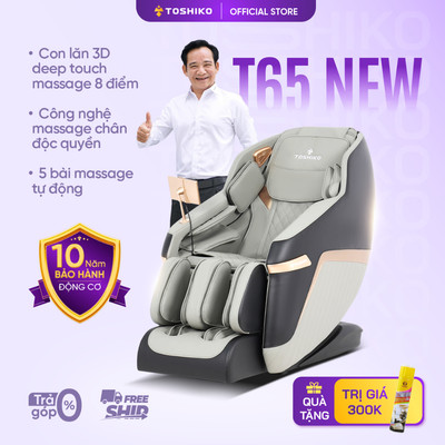 Ghế massage Toshiko T65 New sử dụng công nghệ con lăn 3D chuyên sâu lăp đặt miễn phí tại nhà