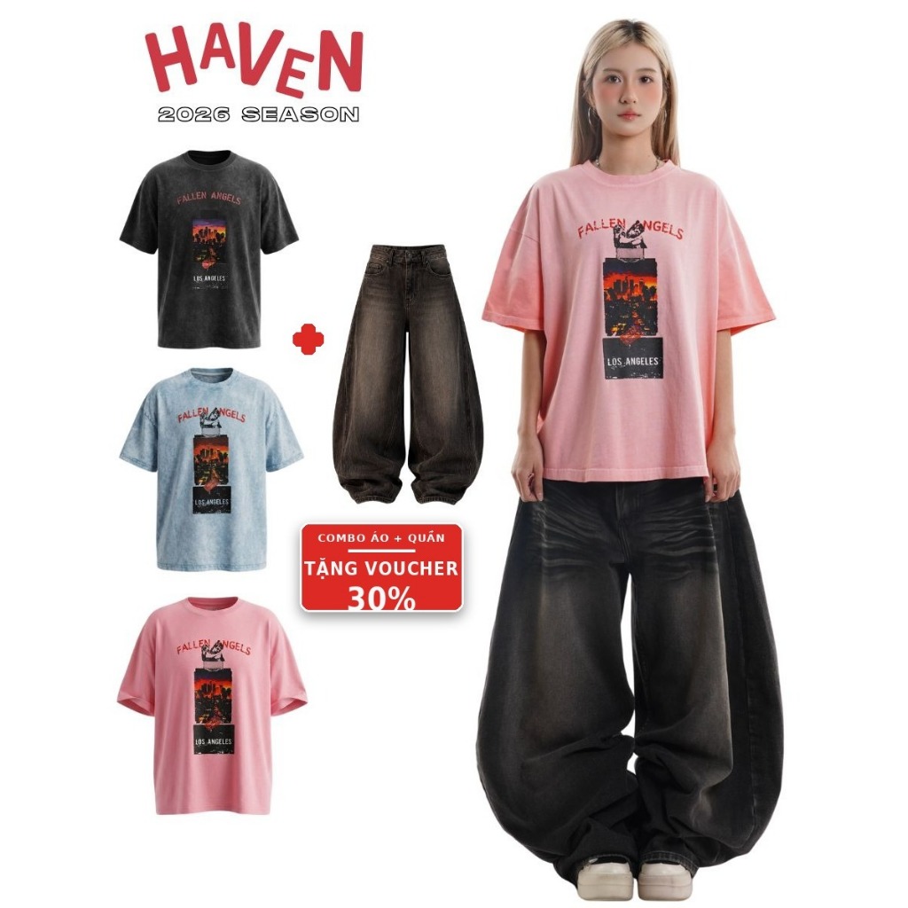 Áo thun  Haven Studio form boxy nam nữ chất cotton trọng lượng 300gsm