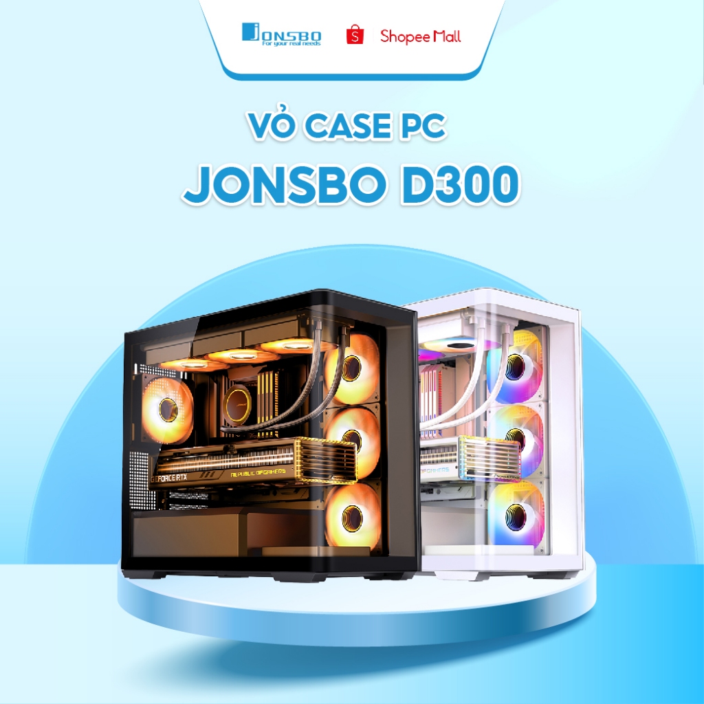 Vỏ Case PC Jonsbo D300 Black – Hỗ Trợ Main M-ATX/ITX, VGA 430mm, Radiator 360mm, Kính Cường Lực 4mm