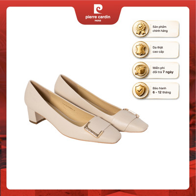 [35-36] Giày búp bê nữ 5cm Pierre Cardin da bò thật cao cấp, thiết kế kim loại sang trọng PCWFWL - mã 240