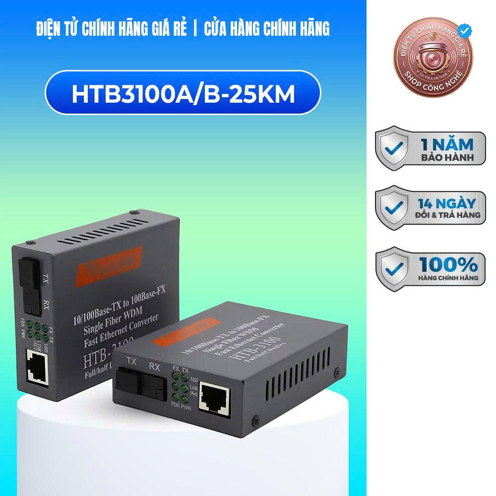 Bộ Chuyển Đổi Converter Quang NetLink HTB3100A/B-25KM ; HTB-GS03-A/B -1000MB-1GB 100Mbps (KHÔNG KÈM 