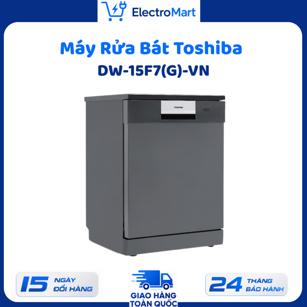 DW-15F7(G)-VN - Máy rửa bát Toshiba 15 bộ sấy HyperDry rửa CrossWash 720°