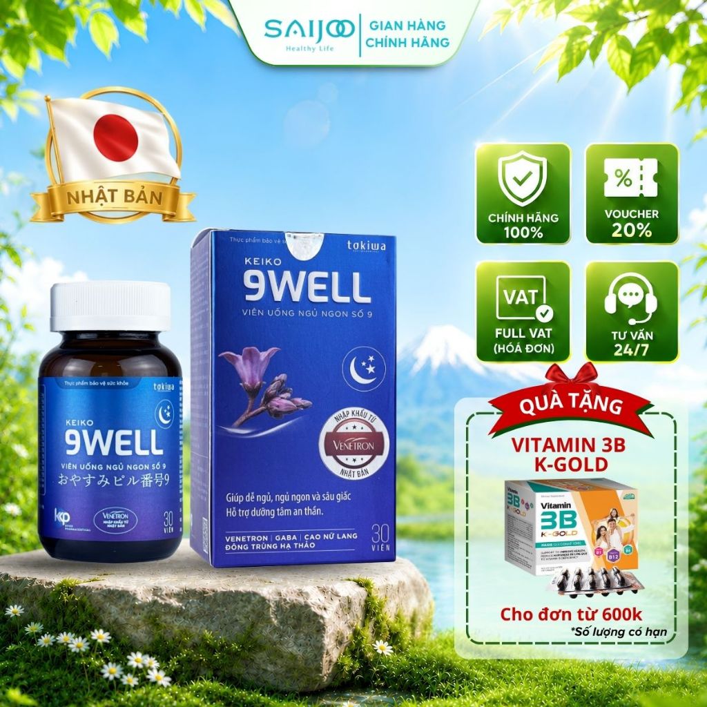 [VENETRON NHẬT BẢN] Viên Uống Ngủ Ngon KEIKO 9WELL Hỗ Trợ Dễ Ngủ, Ngủ Ngon, Ngủ Sâu Giấc, Giảm Căng 