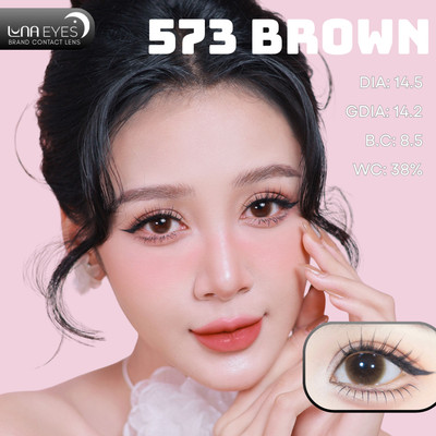 [6 tháng] Lens mắt 573 Brown màu nâu vân tia tự nhiên, không viền, size lớn - thương hiệu LUNA EYES