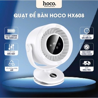 Quạt Mini Có Kẹp Hoco HX608 Xoay Linh Hoạt - Cảm Ứng 1 Chạm - Phạm Vi Mát Rộng Pin Siêu Bền Giảm Tiếng Ồn Pin Trâu