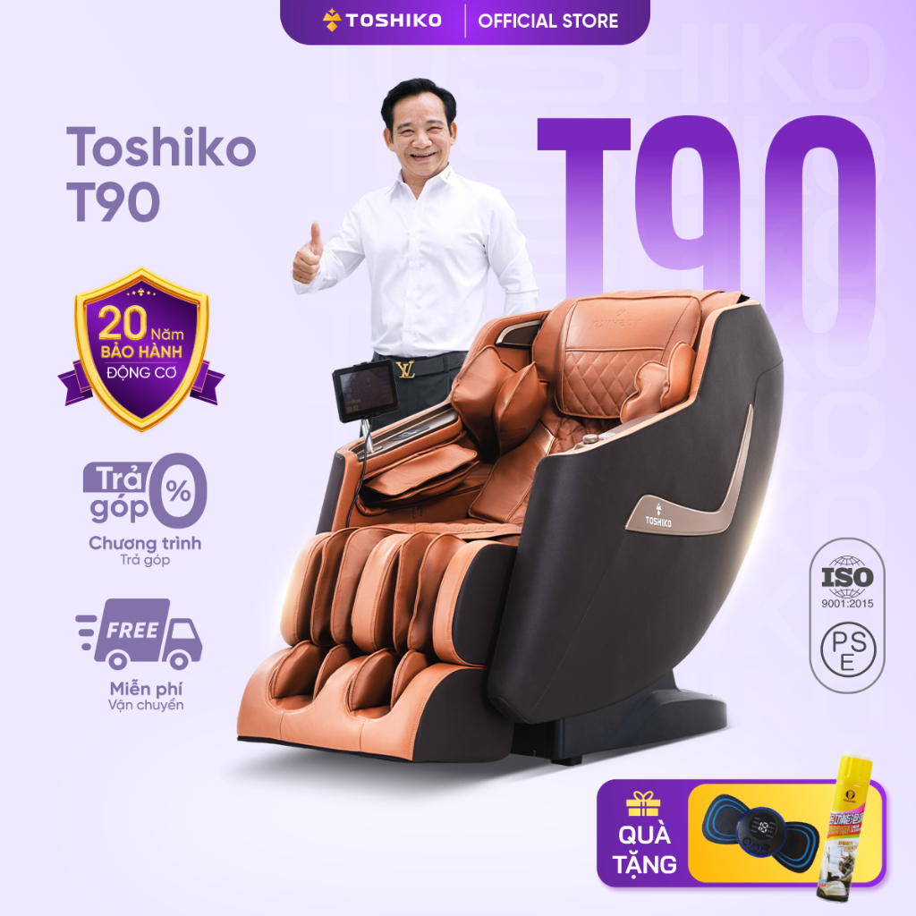 Ghế massage Toshiko T90 với 12 bài tập tự động giúp hỗ trợ massage giảm đau mỏi tại nhà