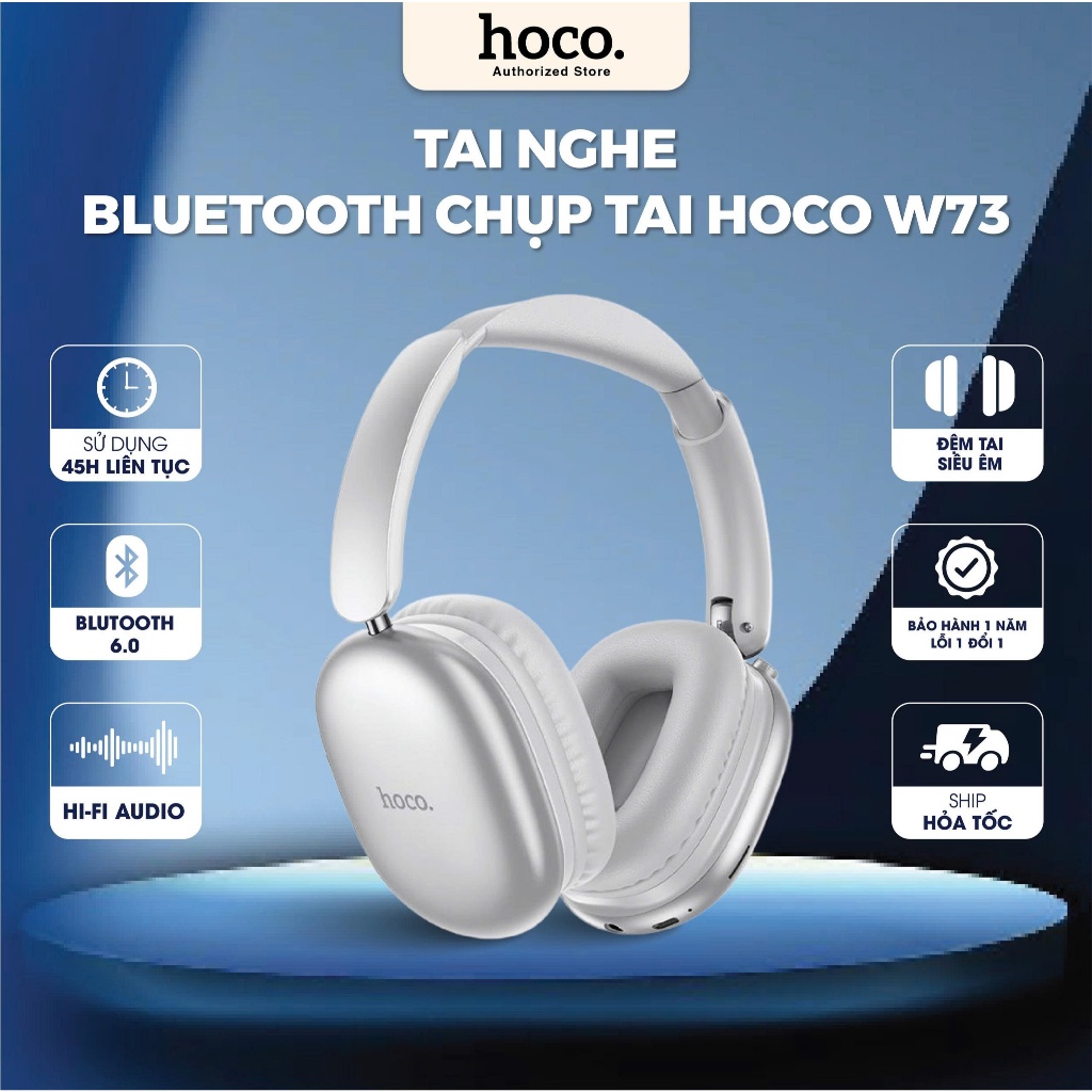 Tai nghe chụp tai bluetooth Hoco W73 pin siêu bền 45 tiếng, bluetooth v6.0 âm bass hay - tai nghe gấp gọn tiện lợi | BigBuy360 - bigbuy360.vn