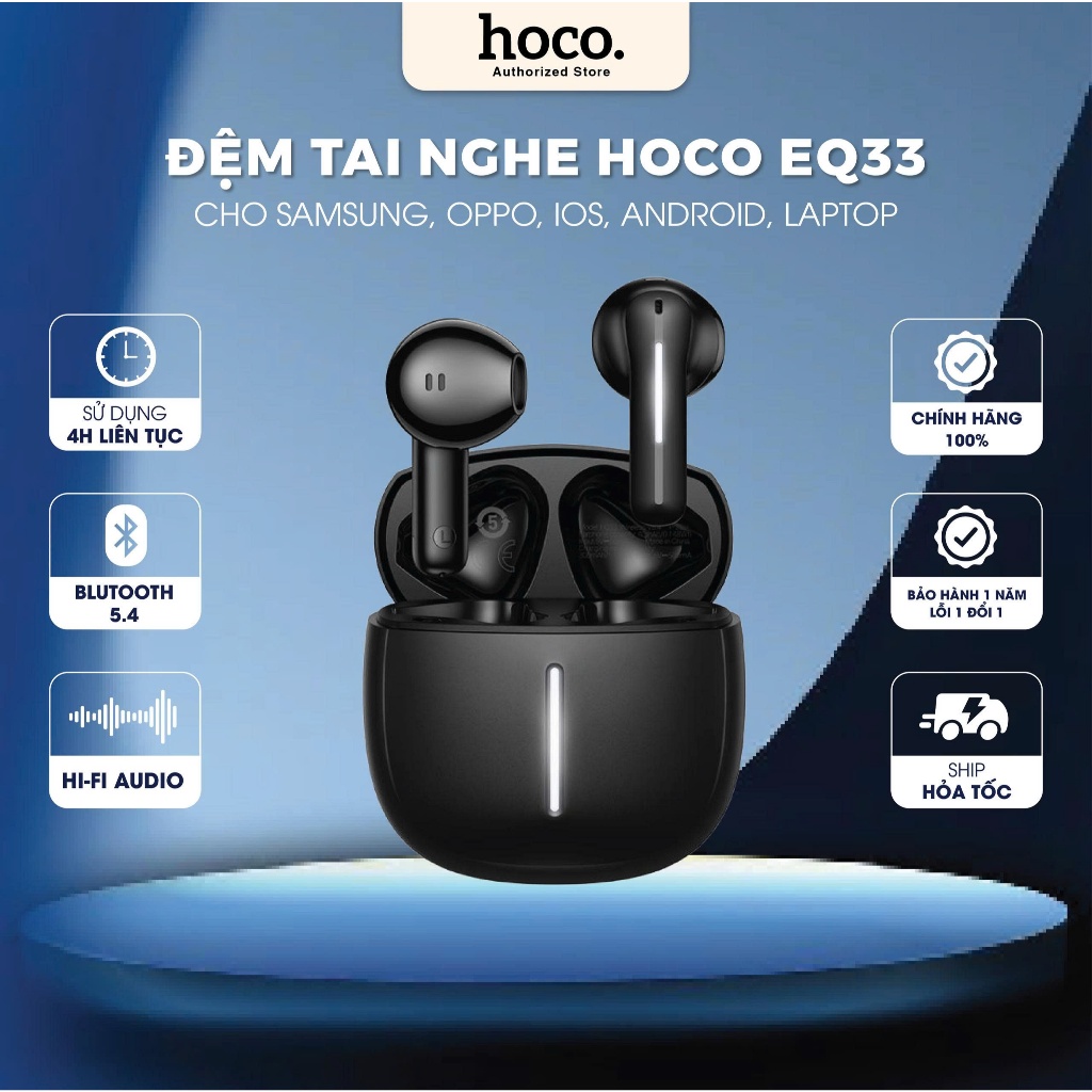Tai nghe Bluetooth Hoco EQ33 / EQ34 plus phiên bản cải tiến nhất, tai nghe nhét tai bluetooth v5.4 pin 7 tiếng | BigBuy360 - bigbuy360.vn