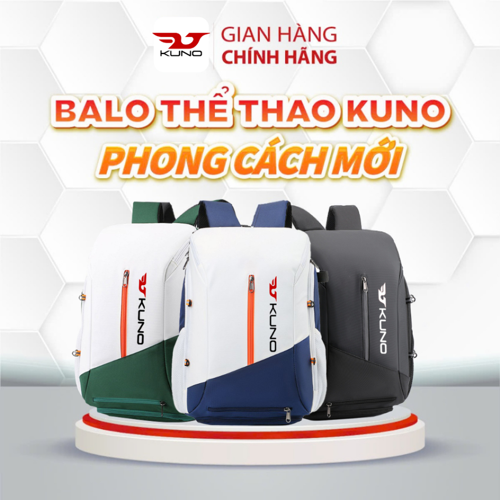 Balo Thể Thao KUNO Cải Tiến Mới, Sử Dụng Thể Thao Cầu Lông, Tennis, Bóng Rổ, Đa Năng Chống Thấm Thời