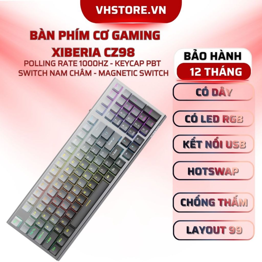 Bàn Phím Cơ XIBERIA CZ98 Magnetic Switch RGB Gaming USB - BẢO HÀNH 12 THÁNG - VHSTORE