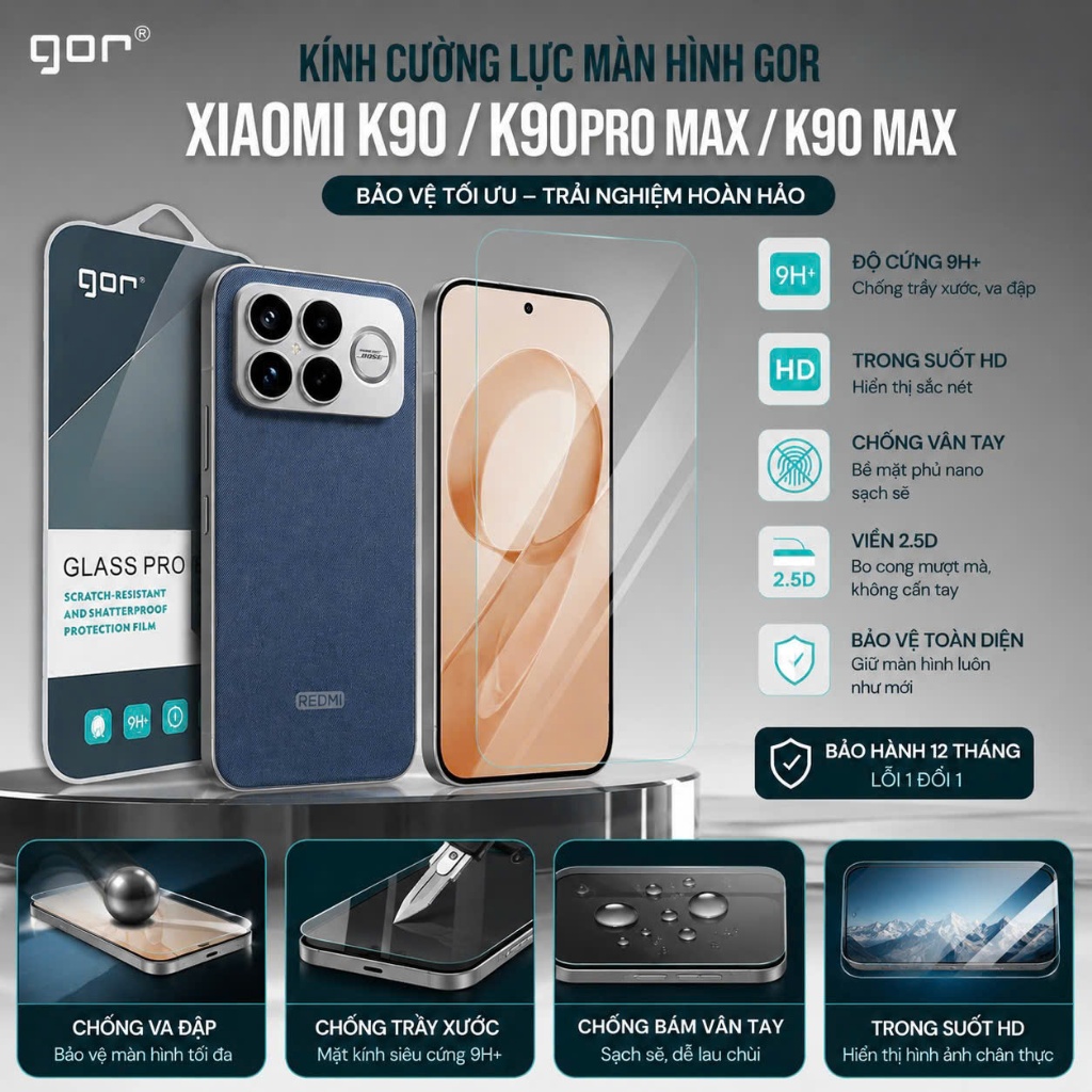 Kính Cường Lực GOR, Redmi K70 Ultra K70 K70 PRO K70E/ K90 MAX K90 K90 PROMAX K90 ULTRA/ K80 ULTRA K8
