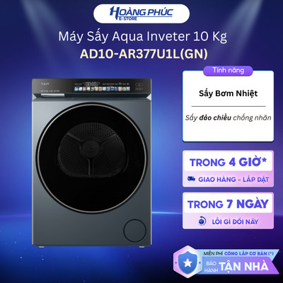 Máy Sấy Bơm Nhiệt Aqua Inveter 10 Kg AD10-AR377U1L(GN)