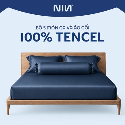 [100% TENCEL] Bộ 5 Món Drap, Áo Gối NIN Florencel | Đủ Màu | Nhiều Kích Thước | Lụa Tencel Mát Lạnh