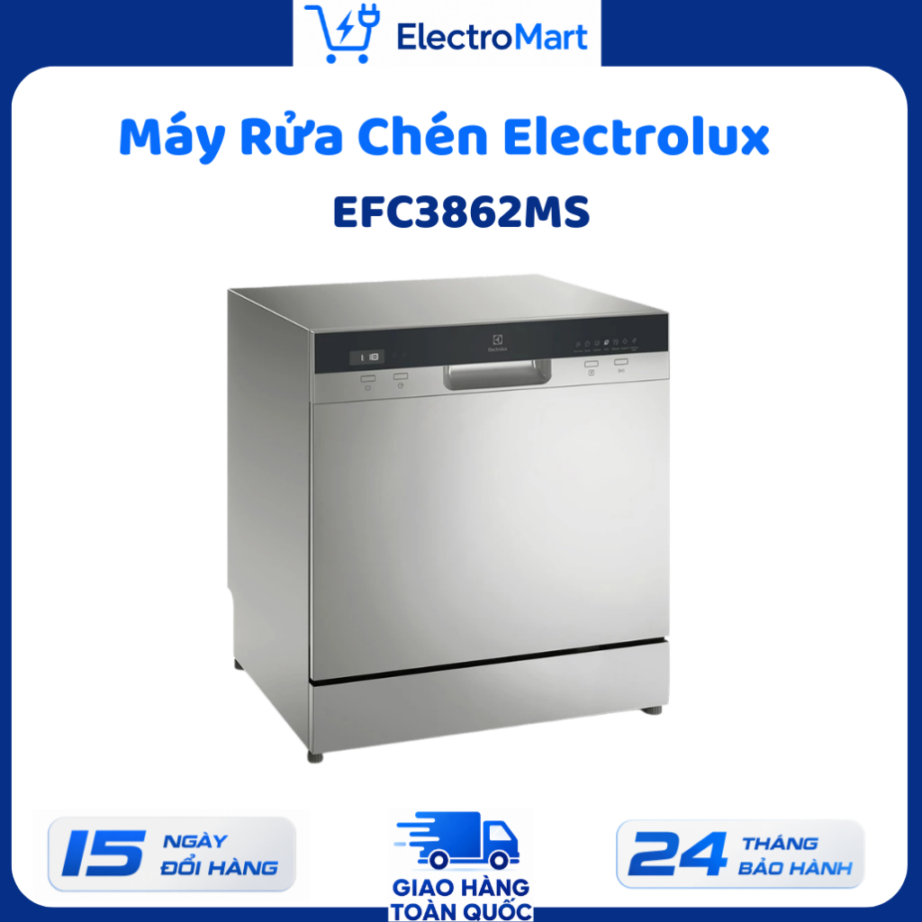 EFC3862MS Máy rửa bát để bàn Electrolux 8 bộ AirDry màu bạc Chính Hãng