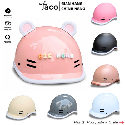 Nón Cá Heo Màu Hồng Pastel Cho Nam Nữ – Mũ Bảo Hiểm Chính Hãng SRT HELMETS , Tặng Tai Gấu & Charm Tên Gắn Mũ