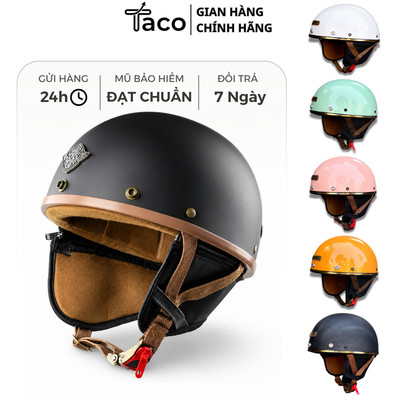 Mũ Bảo Hiểm TACO N120 Vintage 1/2 Pug Harley Nửa Đầu, Đặt Chuẩn Quatest.3 - Đủ Màu