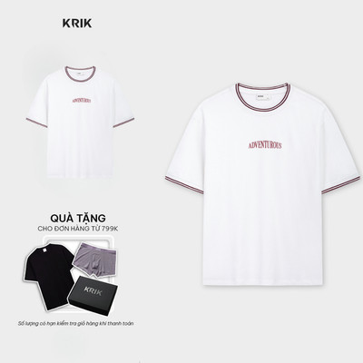 Áo Phông Nam KRIK Form Classic Chất Cotton Thấm Hút Tốt Thiết Kế Bo Tay Kẻ  Tinh Tế AP1461