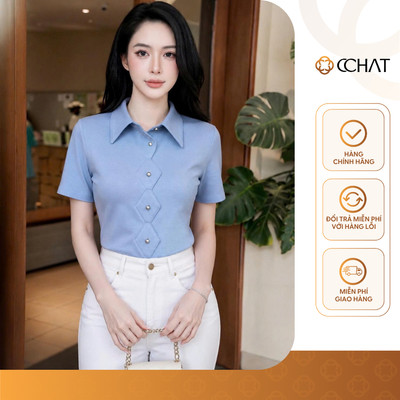 Áo Thun Nữ 𝐂𝐂𝐇𝐀𝐓 Dáng Ôm Angle Cut Trang Trí Lượn Sóng Chất Liệu Mềm Mát 16TNC2046OT