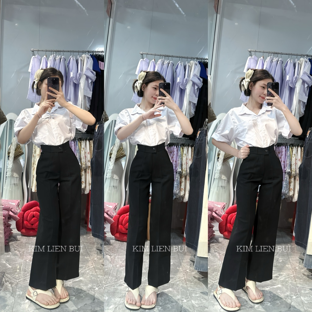 [Mã RL] Quần Ống Rộng Nút Cài Lệch