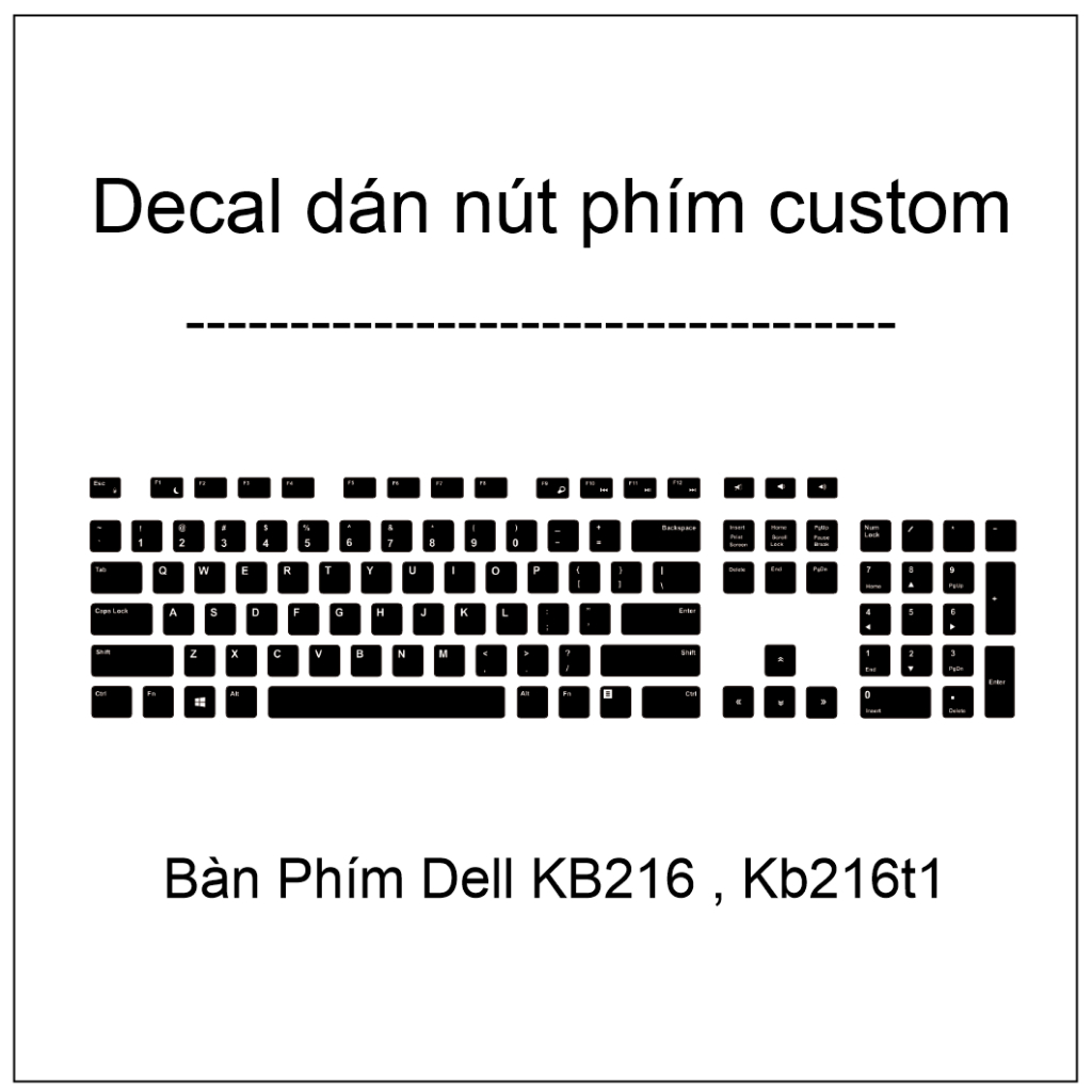Decal dán nút phím Custom cho Bàn Phím Dell KB216 , KB216t1 in hình One Piece , đen