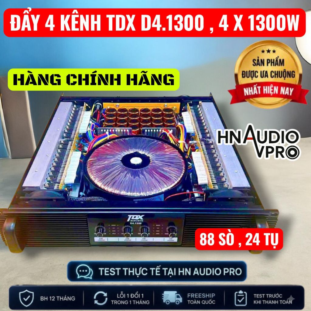[ CHÍNH HÃNG ] Đẩy 4 Kênh 88 sò TDX Acoustic 5200W , 24 tụ nguồn xuyến
