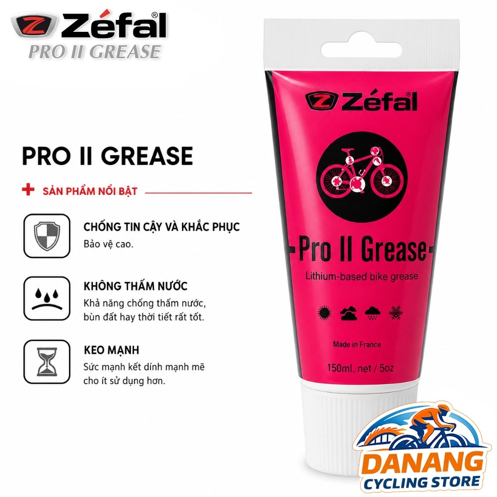 Mỡ Bò Bôi Trơn Chịu Nhiệt Xe Đạp ZEFAL Pro II Grease 150ml – Chống Nước, Bảo Vệ Vòng Bi & Trục – Chính Hãng