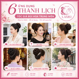 Tóc Giả Búi Hoa Trung Niên Cao Cấp Lamei