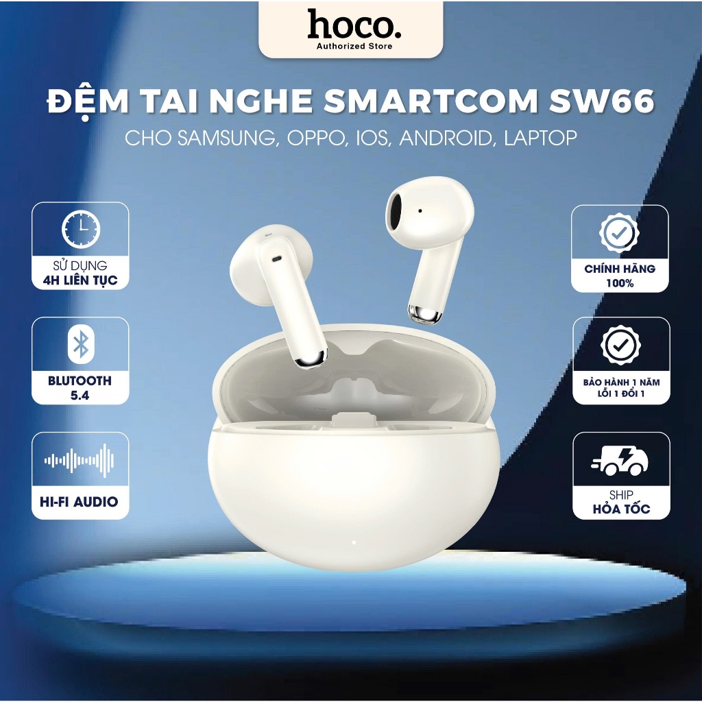 Tai nghe Bluetooth nhét tai SMARTCOM SW66 bass mạnh pin trâu có mic đàm thoại - bảo hành 12 tháng