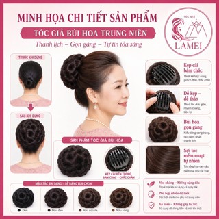 Tóc Giả Búi Hoa Trung Niên Cao Cấp Lamei