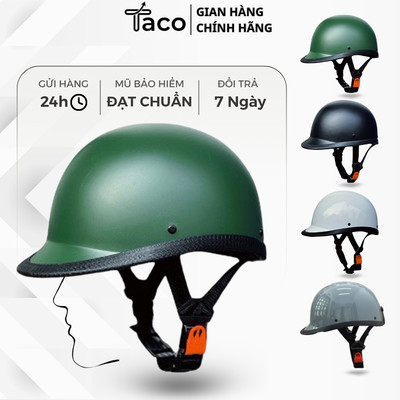 Nón Bảo Hiểm Lưỡi Trai Nửa Đầu Đua Ngựa Màu Xanh Rêu Cá Tính Thời Trang Đi Trong Phố - Bảo Hành 12 Tháng