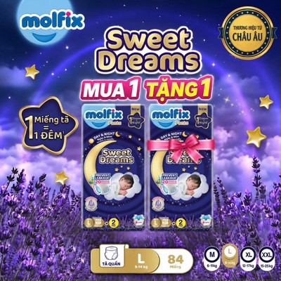 [MUA 1 TẶNG 1_KHÔNG HIỂN THỊ GIỎ] Tã quần ban đêm cho bé Molfix Sweet Dreams Jumbo CHỐNG TRÀN HIỆU QUẢ đủ các size