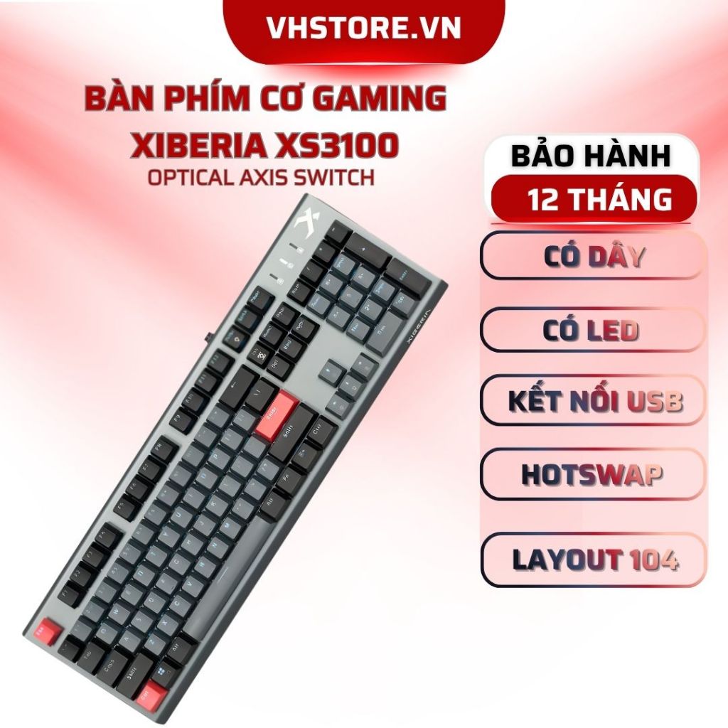 Bàn Phím Cơ XIBERIA XS3100 Optical Hotswap LED Full Size - BẢO HÀNH 12 THÁNG - VHSTORE