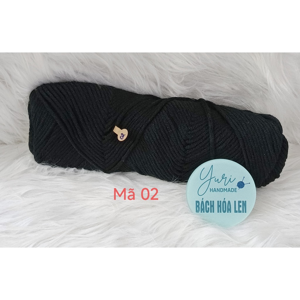 Len Cotton Love 100g Sợi 3mm 8 Chập Mềm Mịn, Len Ống Móc Đan Khăn Áo Mũ Thú Bông Handmade Nhiều Màu Trơn