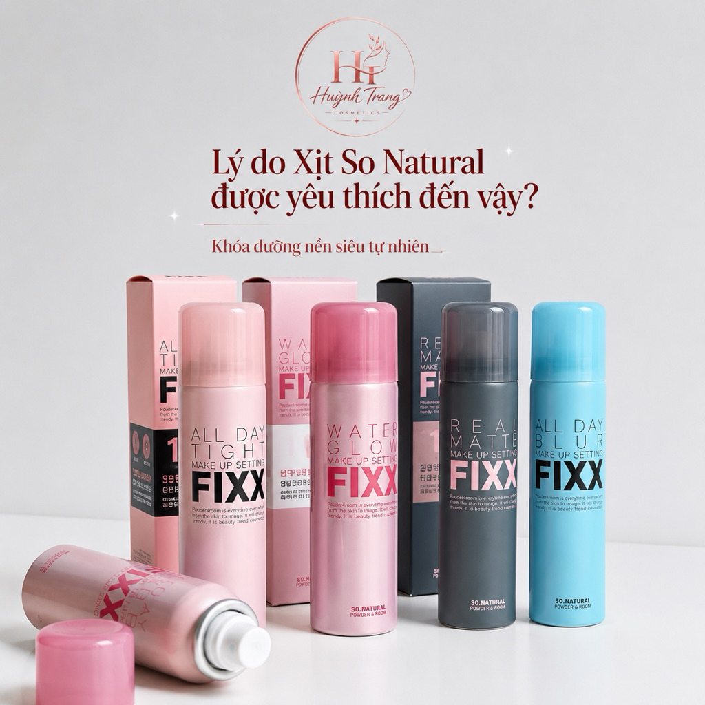 [chính hãng 100%] Xịt Khóa Makeup Toàn Diện Fixx So Natural Từng Loại Da All Day Tight - Real Matte 