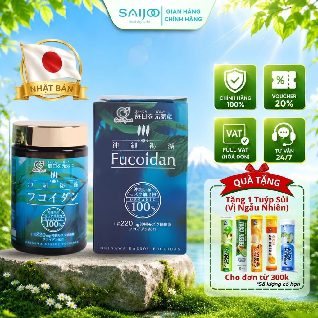 [CHÍNH HÃNG] Viên Uống Fucoidan Okinawa Kassou GENKI FAMI Hỗ Trợ Tăng Sức Đề Kháng - Lọ 150 viên