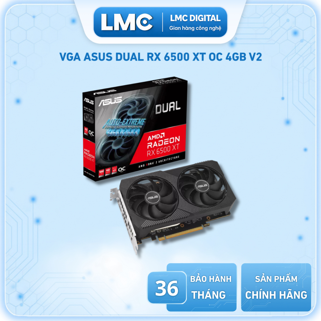 VGA Asus DUAL Radeon RX 6500 XT OC 4GB V2 GDDR6