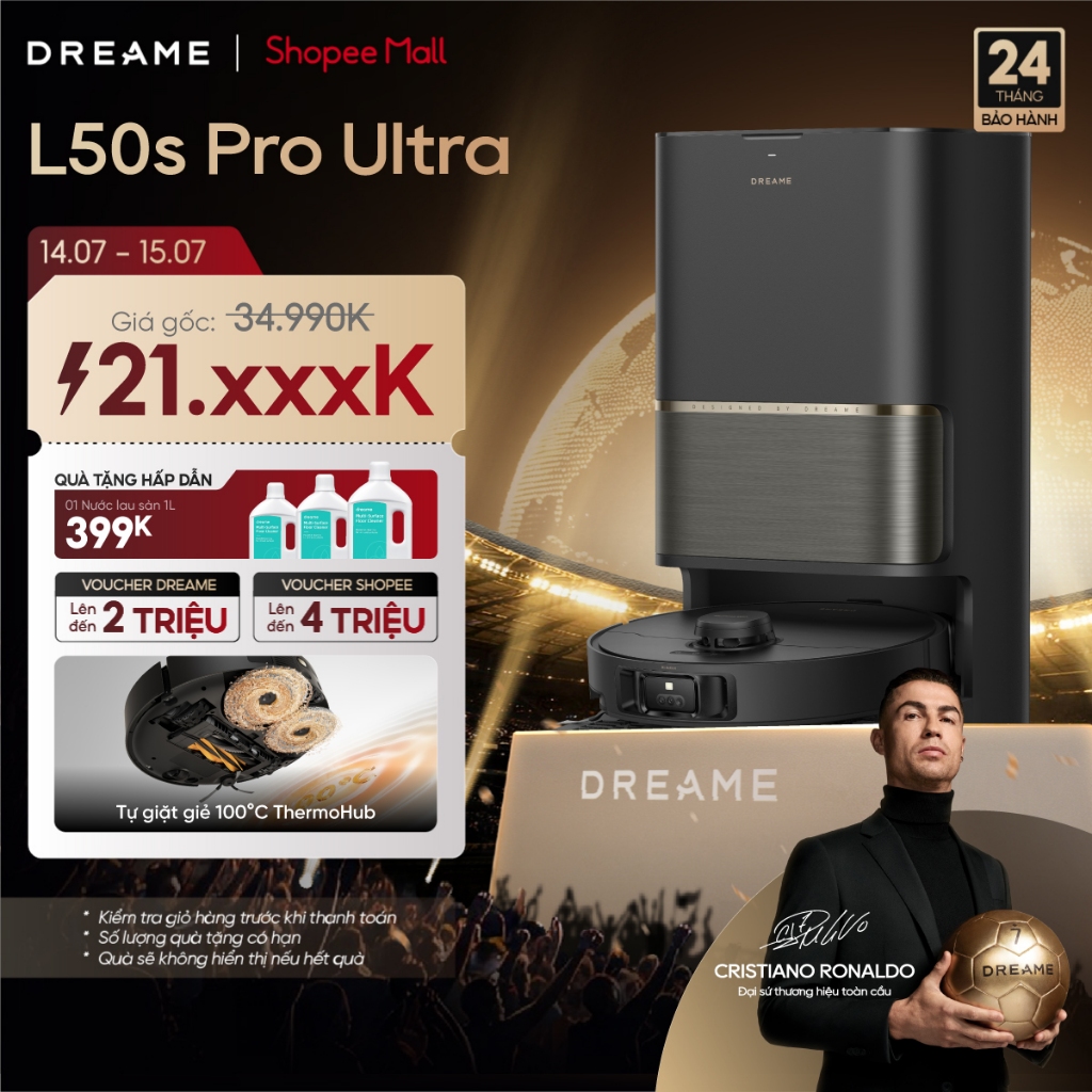 Dreame L50s Pro Ultra/ L50 Ultra CE Robot hút bụi thông minh | lực hút đến 30.000Pa | giặt giẻ nước 