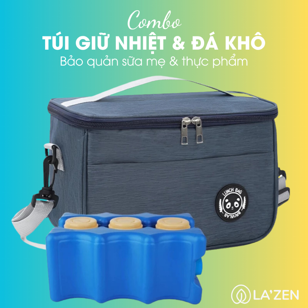 Túi giữ nhiệt bình sữa đá khô trữ lạnh 12 tiếng ủ 4 tiếng cách nhiệt chống thoát hơi 99%