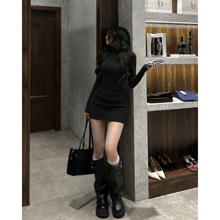 Váy Len Body Nữ Dáng Ôm Cổ Lọ Tay Dài Chất Len Gân Co Giãn Mềm Mịn Thời Trang Thu Đông DB11 CinZy SG