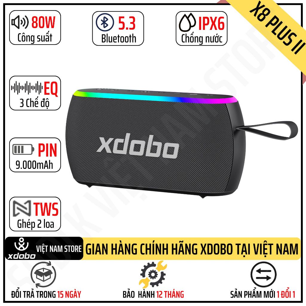 Loa Bluetooth Xdobo X8 Plus II 80W Siêu Trầm Led RGB Bản Cập Nhật Của Xdobo X7 X8 II X8 III X8 Mini 