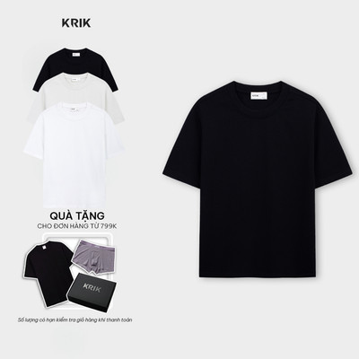 Áo Phông Nam KRIK Form Regular Chất Cotton Cao Cấp Thiết Kế Trơn Hiện Đại AP1559