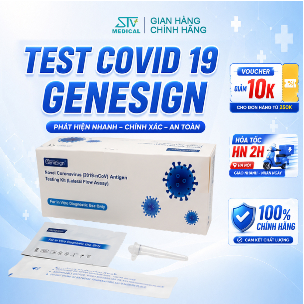 Kit Test COVID Genesign - Bộ Test Nhanh COVID Chính Hãng Kết Quả 15 Phút
