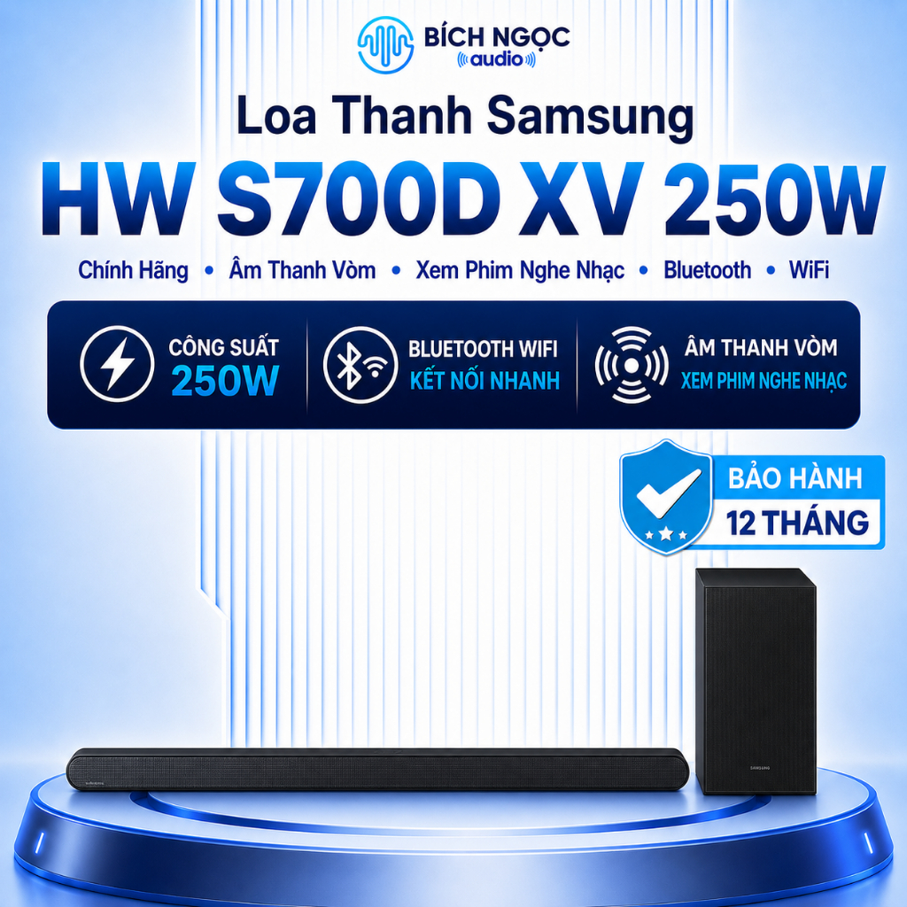 Loa Thanh Samsung HW S700D XV 250W Chính Hãng Âm Thanh Vòm Xem Phim Nghe Nhạc Bluetooth WiFi